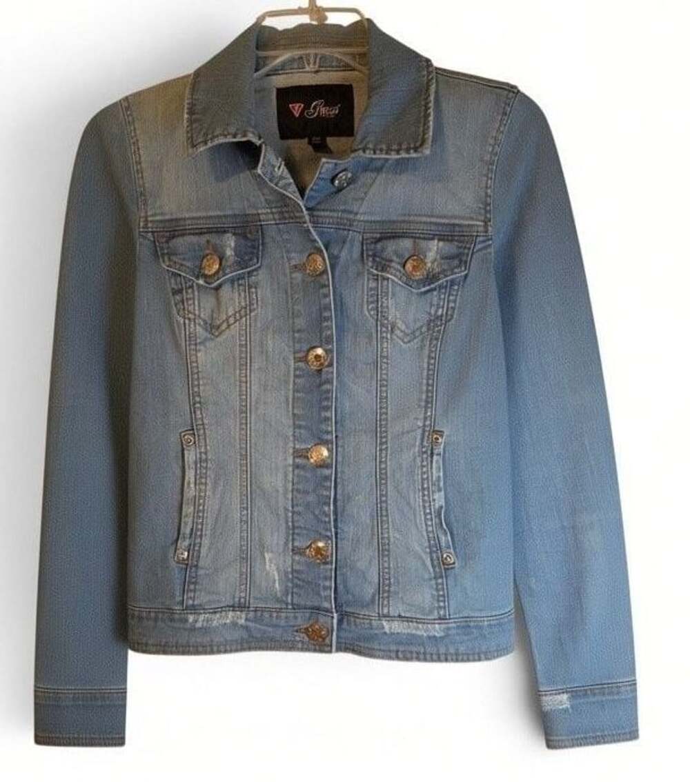Guess Women's Light Blue Denim Jean Jacket Size S Q32N05D13A0
